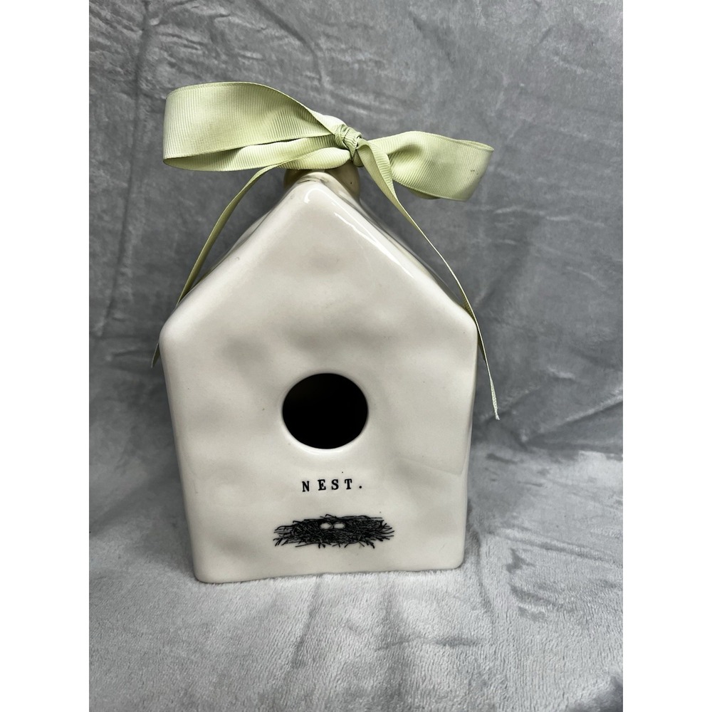 Rae Dunn Vintage Nest Ceramic Birdhouse by M Stamp Magenta